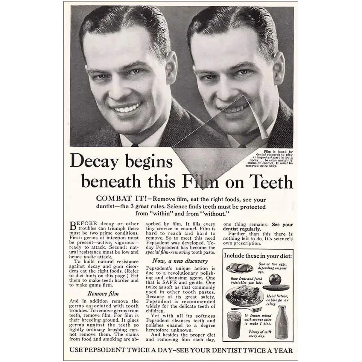 clause c. hopkins, pepsodent toothpaste, film on teeth