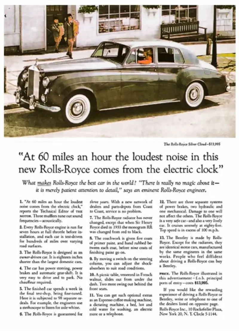 david ogilvy, rolls royce car campaign